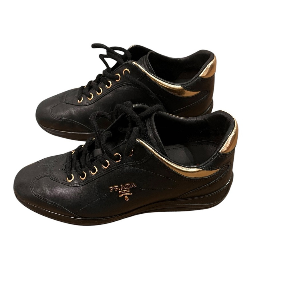Prada Black and Gold Sneakers